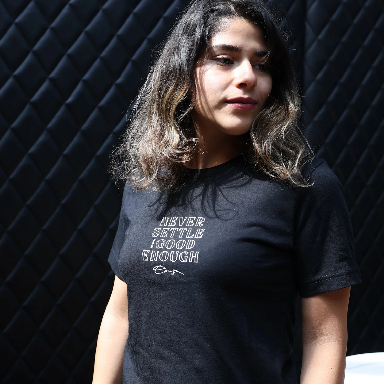 Never Settle Puff Print Tee (Black) - Image 2