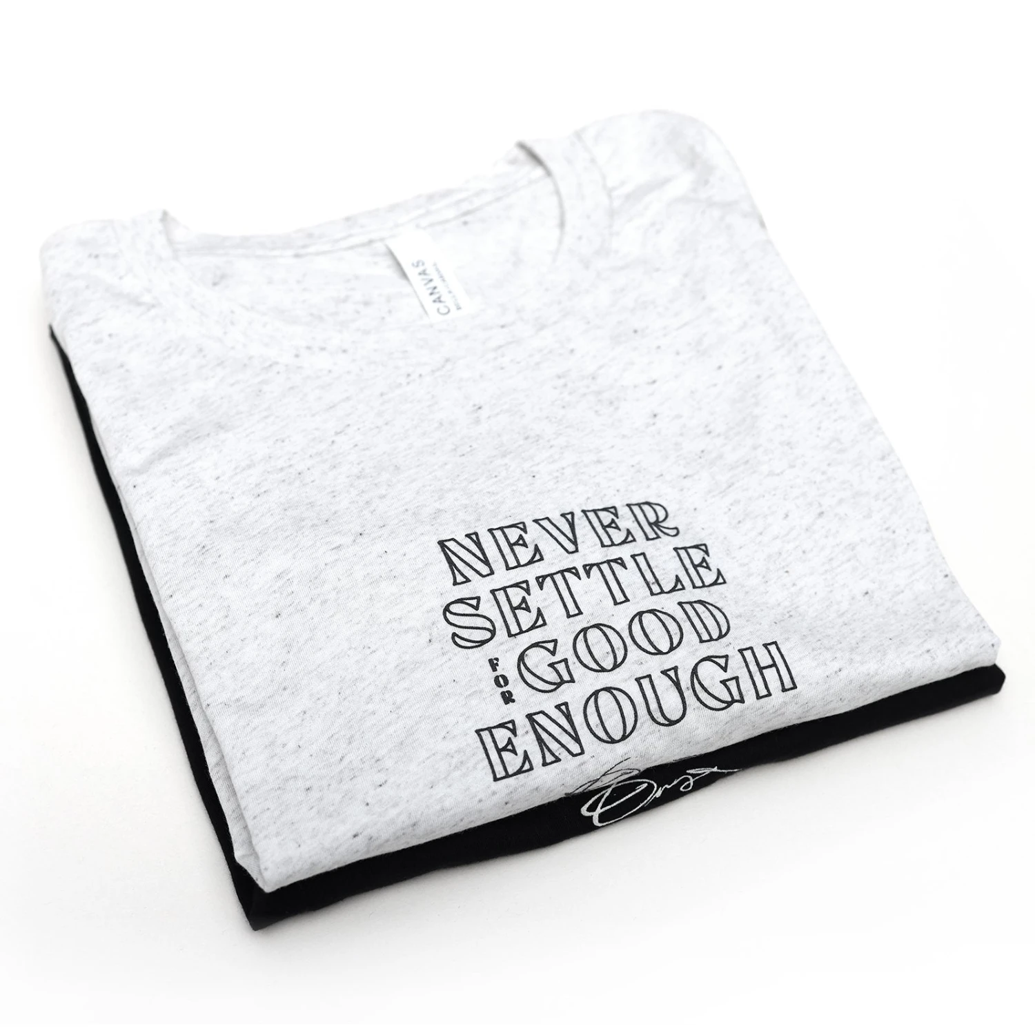 Never Settle Puff Print Tee (Cement) - Image 3