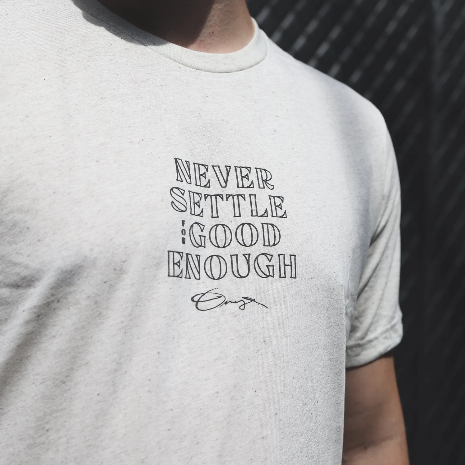 Never Settle Puff Print Tee (Cement) - Image 2